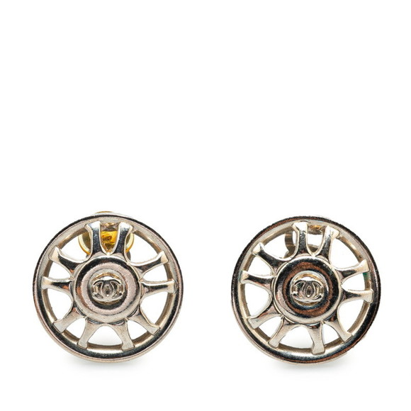 CHANEL Green Coco Mark Earrings - Picture 1 of 4